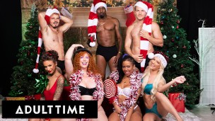 ADULT TIME'S INTERRACIAL HOLIDAY GROUP SEX ORGY!